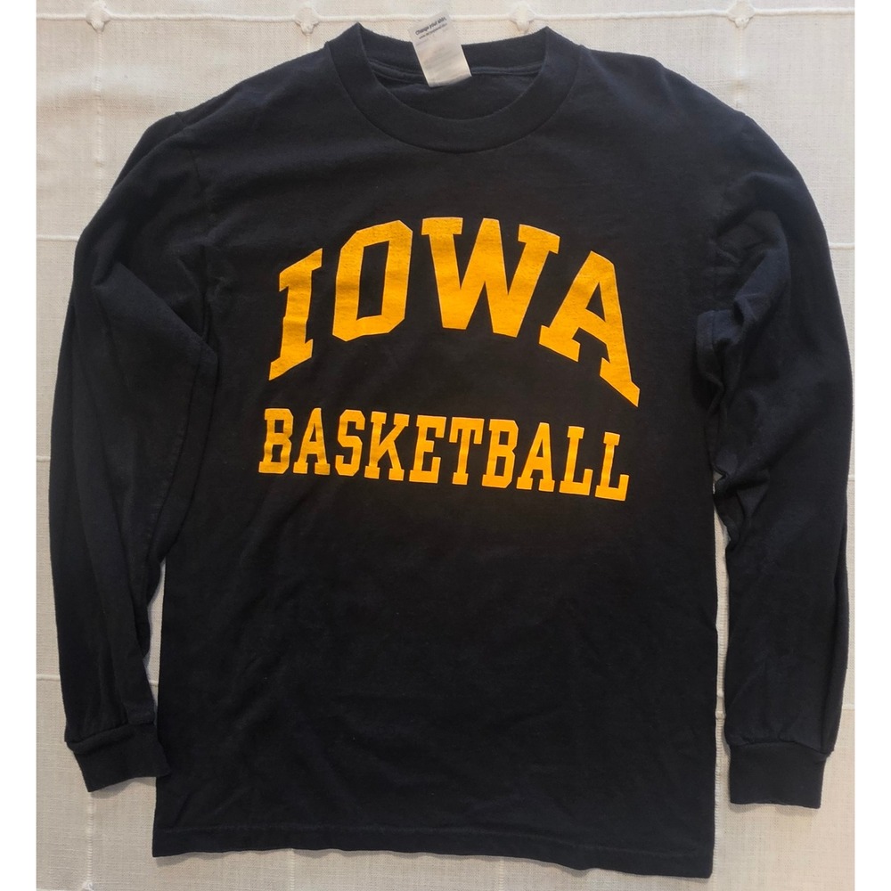 Iowa Basketball Long Sleeve Shirt Delta Pro Weight Black Yellow Mens Small